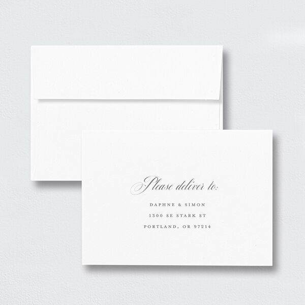 Formal Wisteria Garden Crest Response Card Envelopes by Bridgerton White Standard Purple Haze Return Address Signature