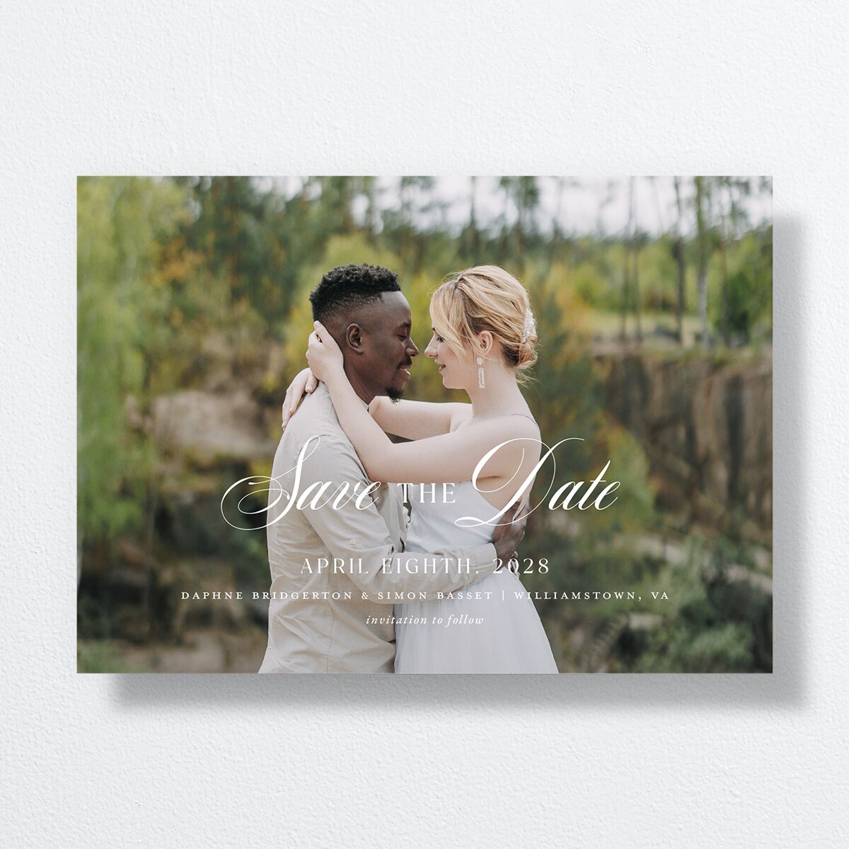 Formal Wisteria Garden Crest Save the Date Cards by Bridgerton Purple Haze Signature smooth No