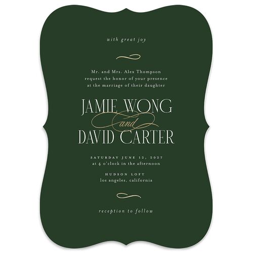 Metropolitan Wedding Invitations Gold Dark Emerald Signature Blank No Bracket
