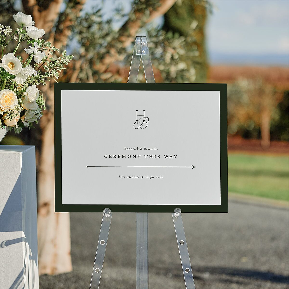 Refined Monogram Standard Direction Sign Medium Dark Green Standard Indoor Foam Core M Direction