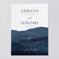 Layered Watercolor Wedding Invitations Navy Signature Blank No