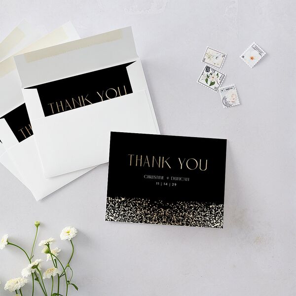 Shimmering Frame Thank You Cards Gold Licorice