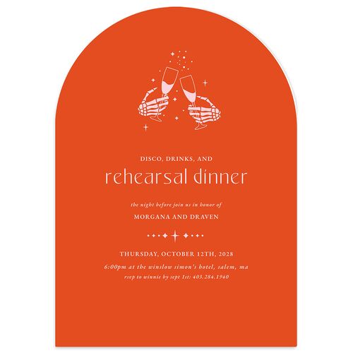 Til Death Do We Disco Rehearsal Dinner Invitations Salmon Signature Blank Arch