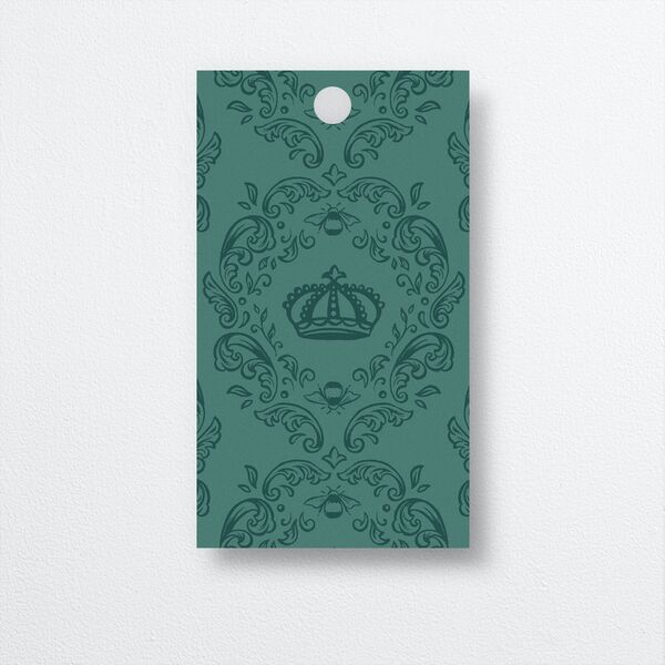 Glamorous Crown Monogram Crest Favor Gift Tags by Bridgerton Gold Deep Lake Signature