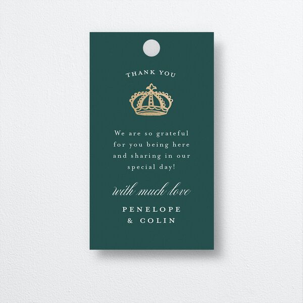 Glamorous Crown Monogram Crest Favor Gift Tags by Bridgerton Gold Deep Lake Signature