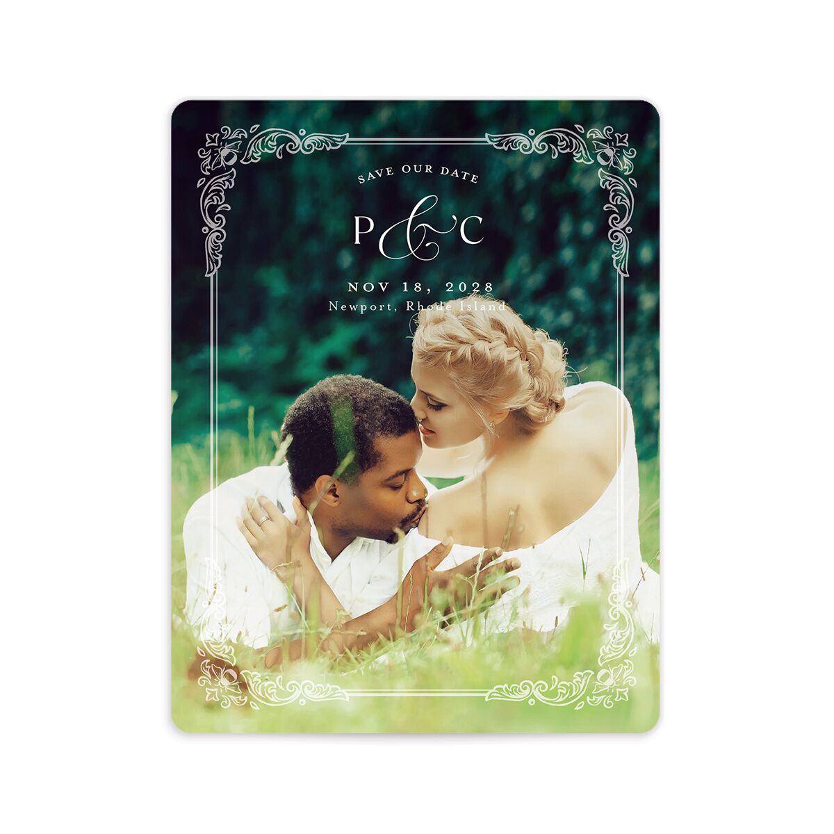 Glamorous Crown Monogram Crest Save The Date Magnets by Bridgerton