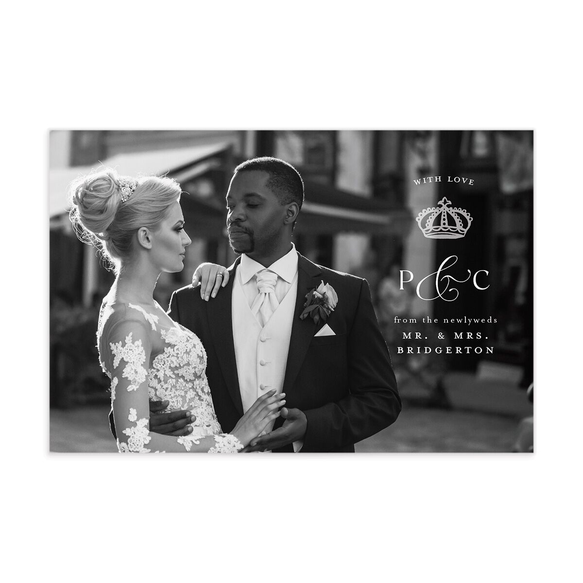 Glamorous Crown Monogram Crest Thank You Postcards by Bridgerton