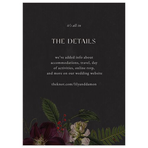 Gothic Floral Wedding Enclosure Cards - Black