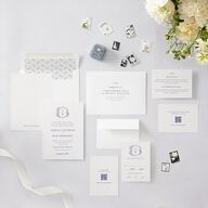 Elegant Garland Crest Wedding Invitations Sapphire Signature Blank No Standard