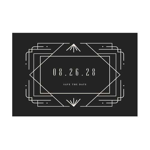 Vintage Deco Save The Date Postcards Charcoal Postcard