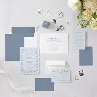 Timeless Floral Wedding Invitations Dusty Blue Signature Blank No Standard