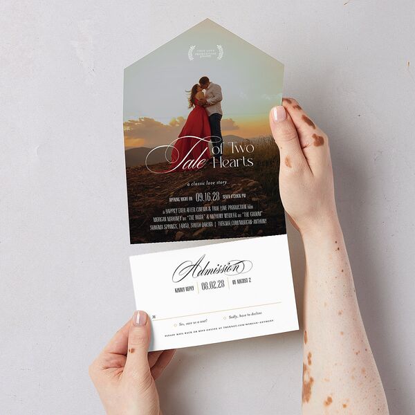 Romantic Movie Poster All-in-One Wedding Invitations Licorice Signature Light Both Recipient and Return Addresses No