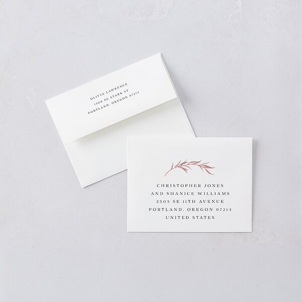 Natural Laurel Save the Date Magnet Envelopes White Candy Pink Both Recipient and Return Addresses Signature Standard