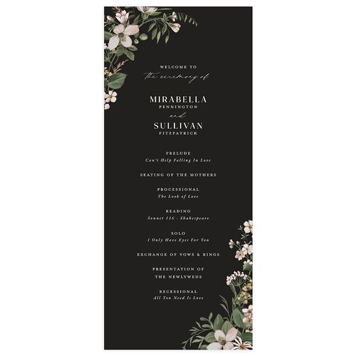 Whimsical Wildflower Garden Wedding Programs Charcoal Signature
