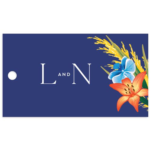 Hawaiian Tropical Orchid Oval Favor Gift Tags Sapphire Signature