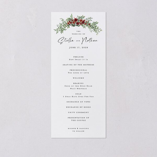 Floral Arc Wedding Programs Merlot Signature