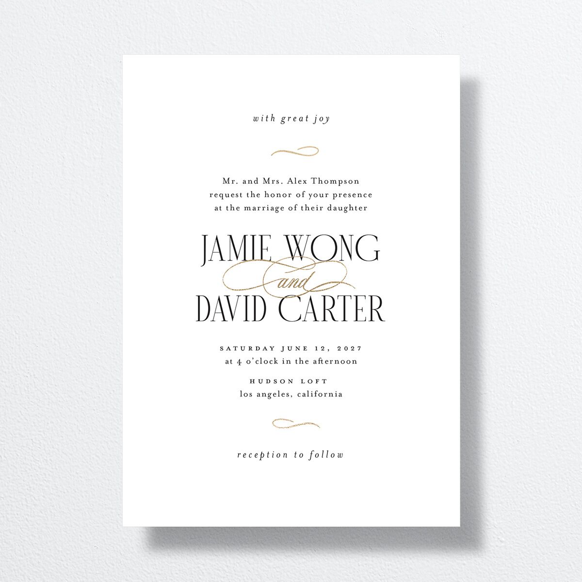 Metropolitan Wedding Invitations Gold Pure White Signature No