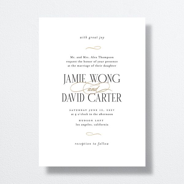 Metropolitan Wedding Invitations Gold Pure White Signature No