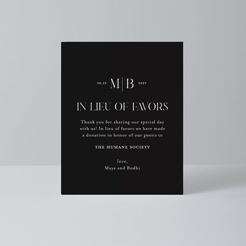 Monogram Portrait Favor Bended Tabletop Sign X-small Midnight Standard Plastic XS Tabletop Favor
