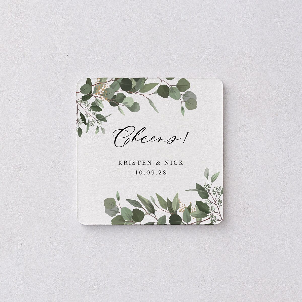 Eucalyptus Frame Wedding Day Coaster — view 2