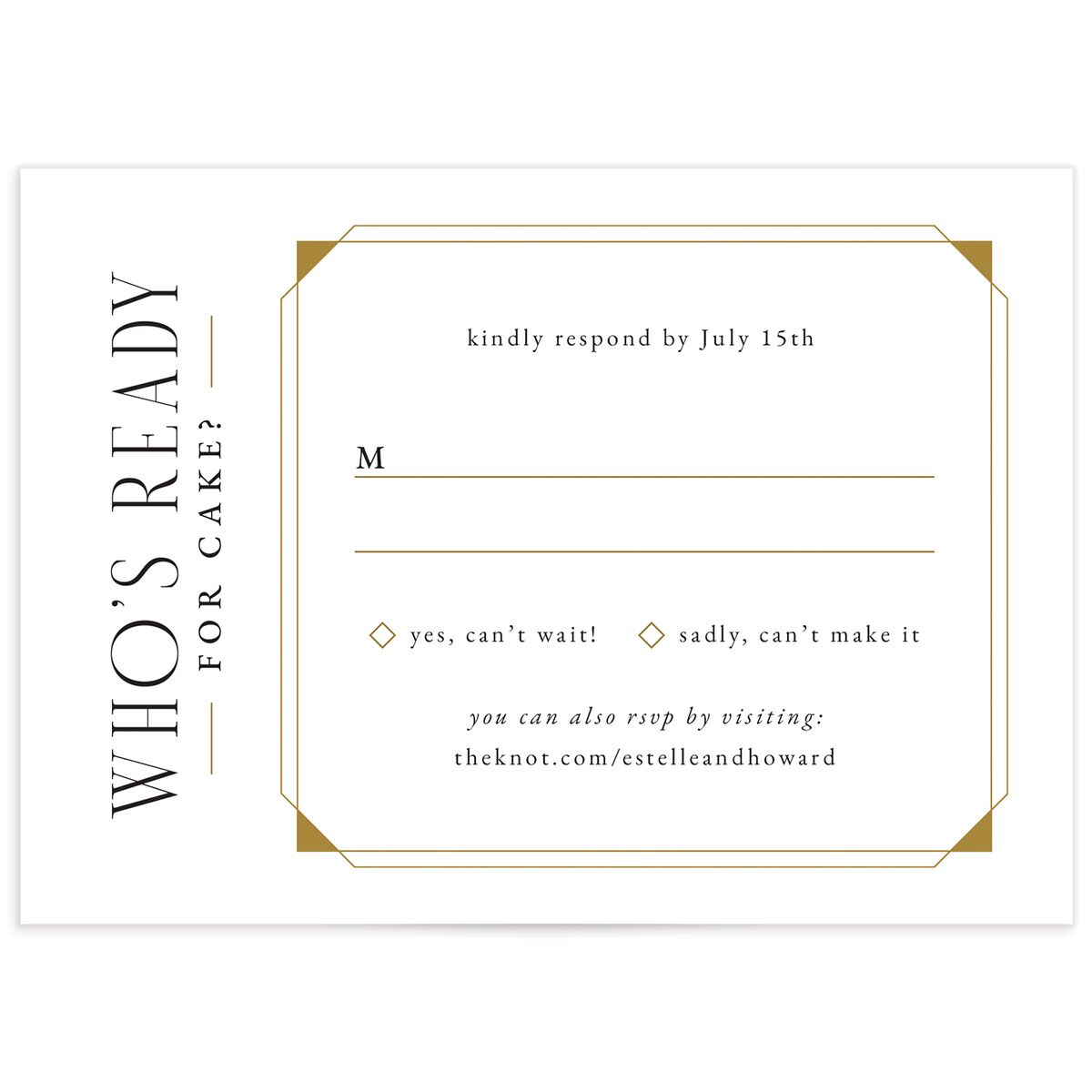Old Hollywood Glam Wedding Response Cards