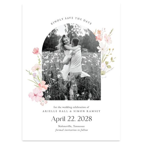 Wildflower Photo Save the Date Cards Peony Signature Blank No Standard
