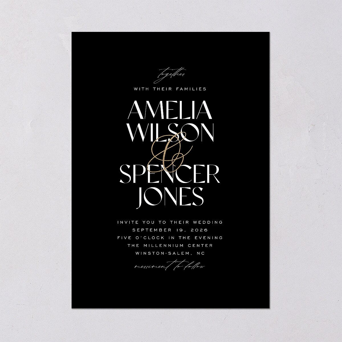 Together Wedding Invitations Gold Licorice Signature Blank No Standard