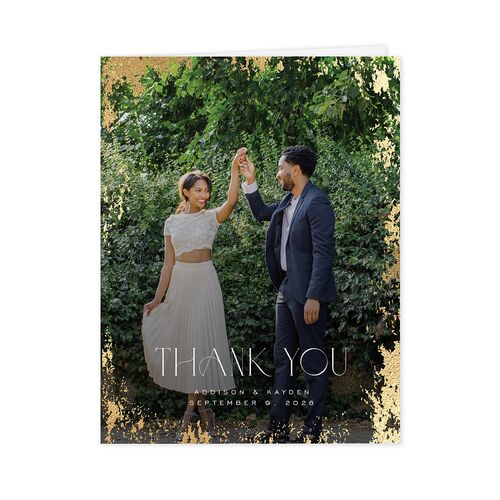 Metallic Edge Thank You Cards Gold Pure White