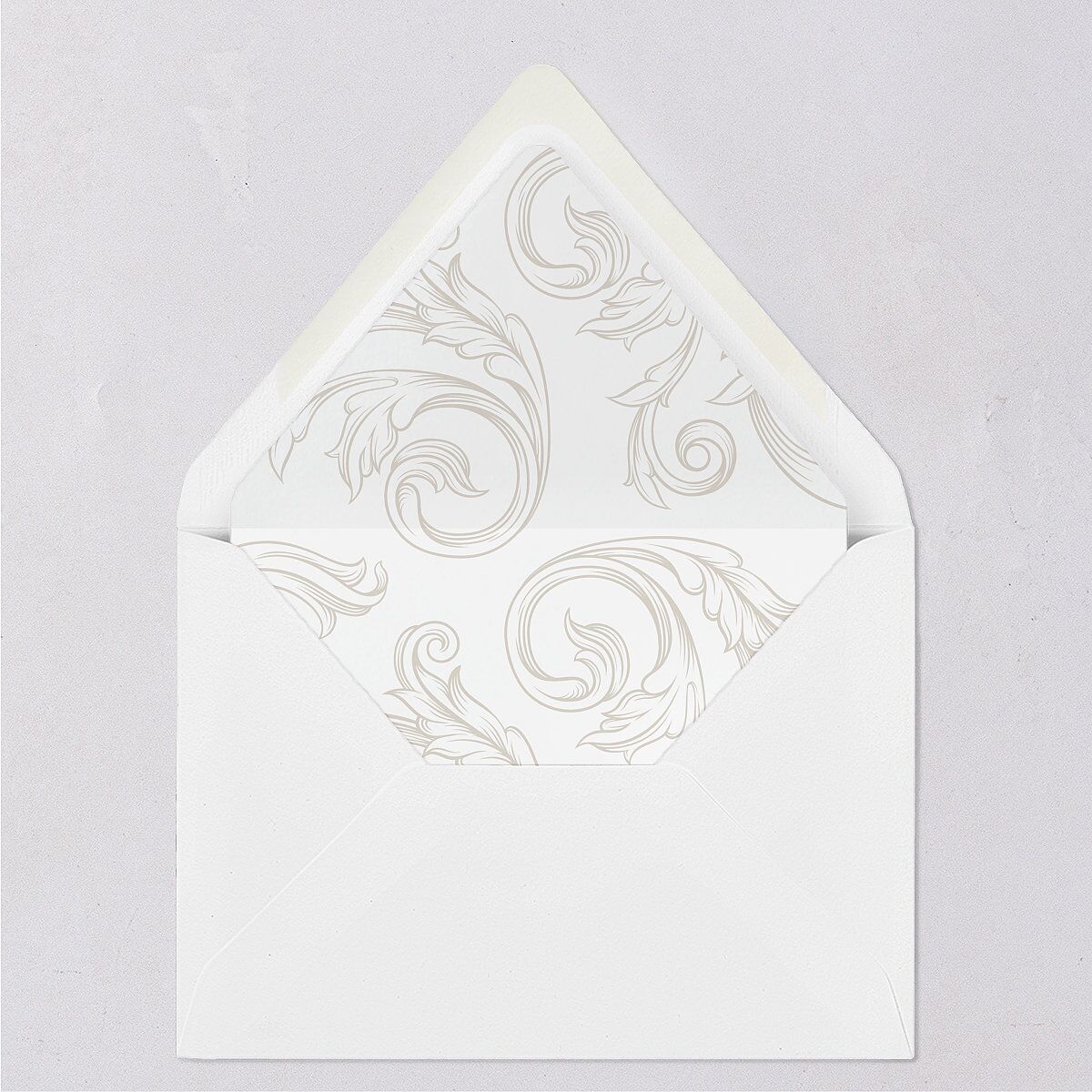 Vintage Regency Monogram Frame Foil Euro Envelope Liners Pure White Luxe