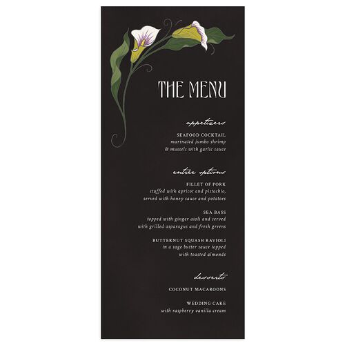 Calla Lily Nouveau Menus Licorice Signature