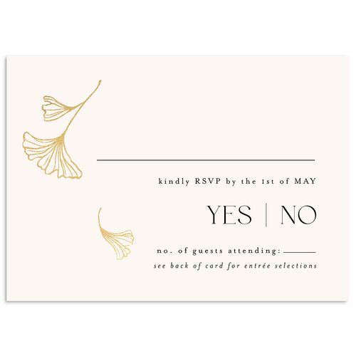 Ginkgo Leaves Wedding Response Cards Gold Peony Signature Standard