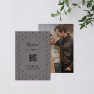 Vintage Romantic Photo QR Code RSVP Cards Medieval Grey Signature Standard