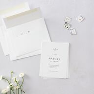 Elegant Photo Monogram Save the Date Petite Cards Pure White Signature smooth Blank Standard No
