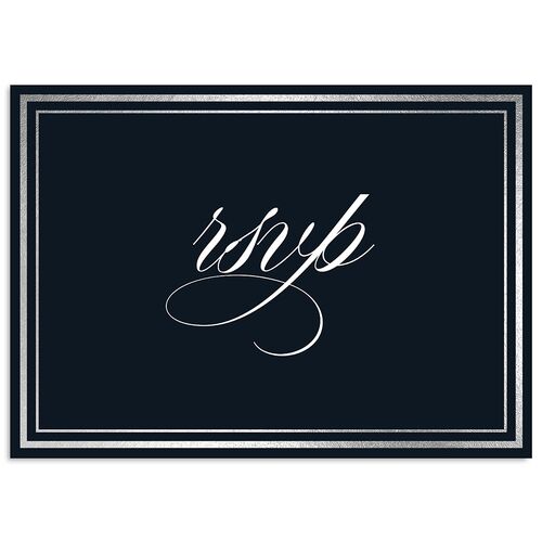 Polished Frame Wedding Response Cards Silver Dark Navy Signature Standard