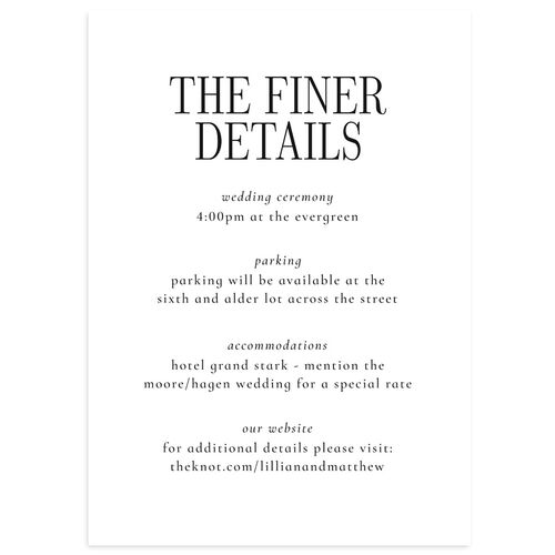 Classically Editorial Wedding Event Detail Cards Midnight Signature Standard