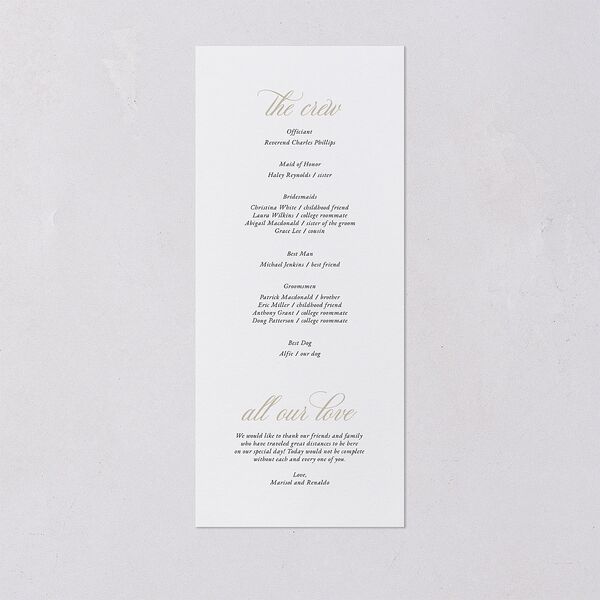 Polished Photo Foil Wedding Programs Pure White Gold Signature