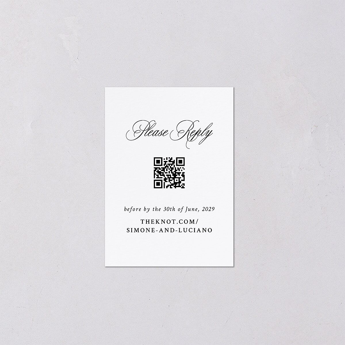 Your Own Classic Italian Venue QR Code RSVP Cards Pure White Signature Standard
