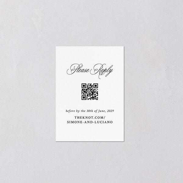 Your Own Classic Italian Venue QR Code RSVP Cards Pure White Signature Standard