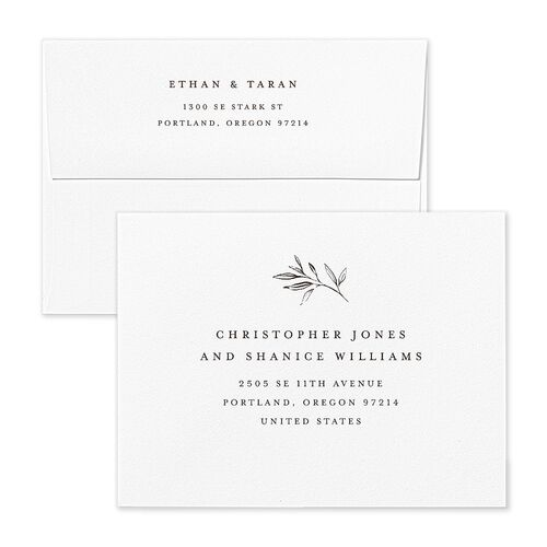 Minimal Leaves Save the Date Magnet Envelopes Kraft Bisque Return Address Signature Standard
