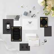 Medieval Elegance Wedding Invitations Gold Midnight Signature Blank No Standard