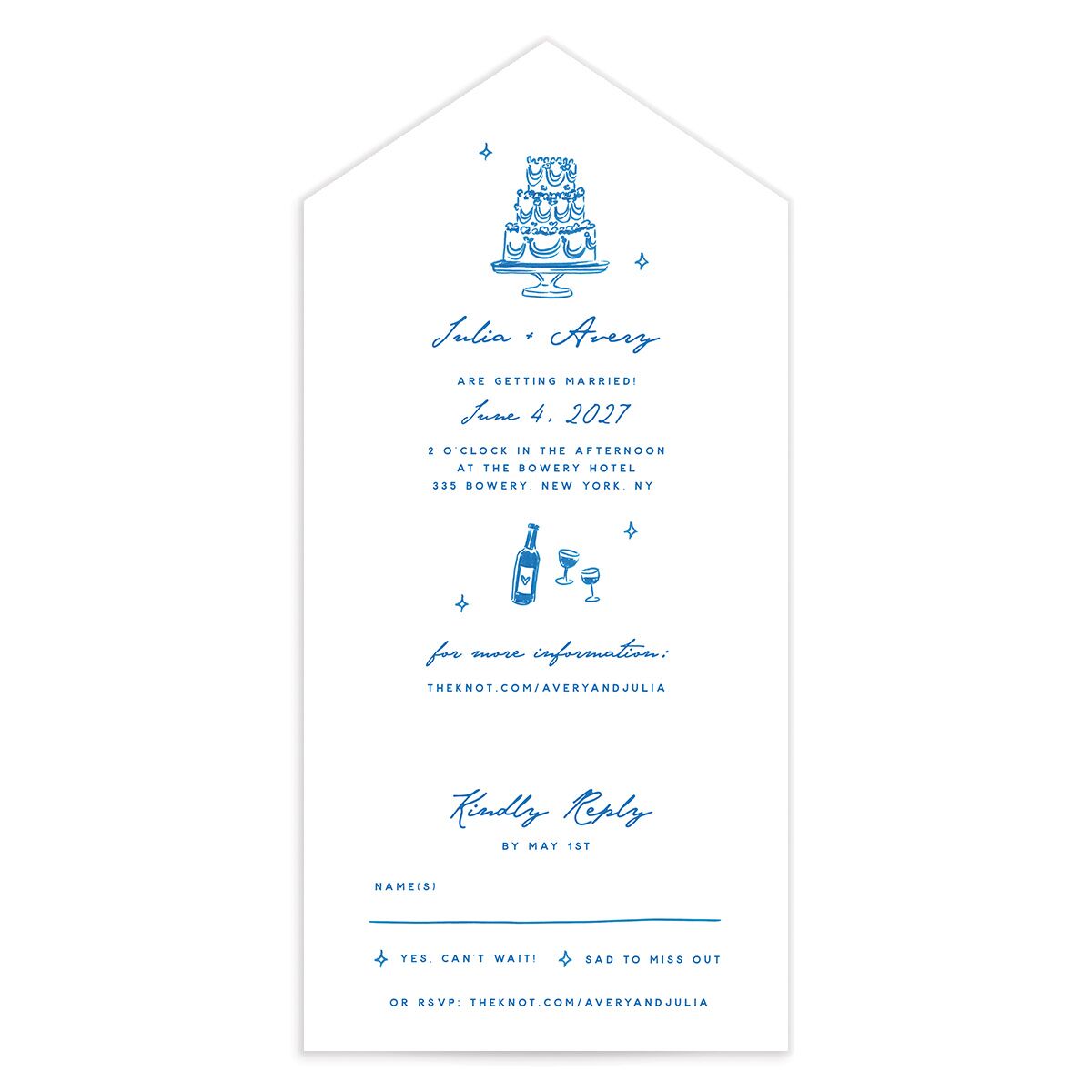 Hand Drawn Cake All-in-One Wedding Invitations