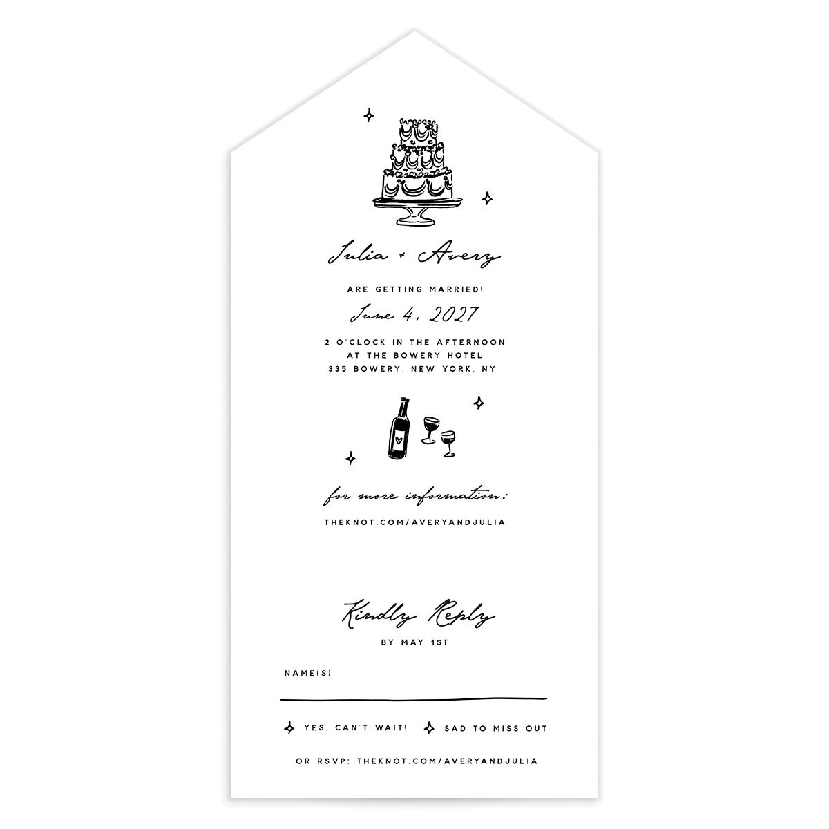 Hand Drawn Cake All-in-One Wedding Invitations