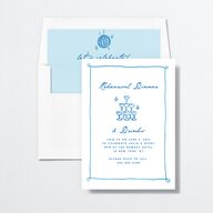 Hand Drawn Cake Rehearsal Dinner Invitations French Blue Signature Standard