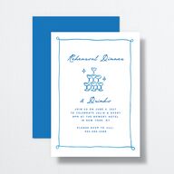 Hand Drawn Cake Rehearsal Dinner Invitations French Blue Signature Standard