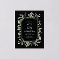 Elegant Eucalyptus Botanical Save the Date Petite Cards Midnight Signature smooth Blank No Standard