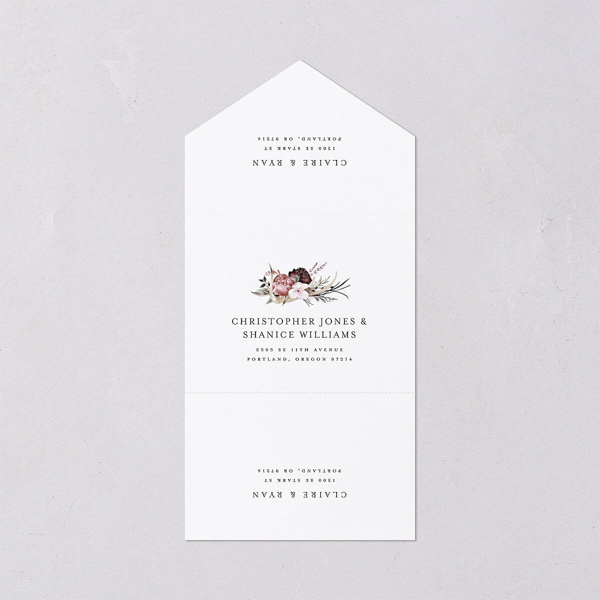 Gothic Antlers All-in-One Wedding Invitations Bisque Signature Light Both Recipient and Return Addresses No