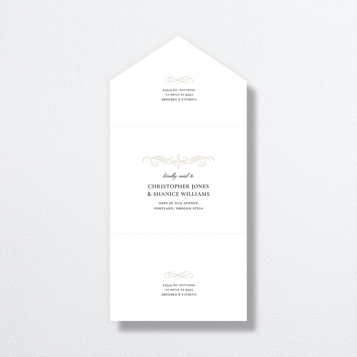 Antique Fairytale All-in-One Wedding Invitations Champagne Signature Light Both Recipient and Return Addresses No