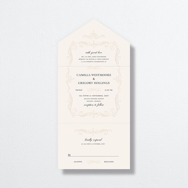 Antique Fairytale All-in-One Wedding Invitations Champagne Signature Light Both Recipient and Return Addresses No