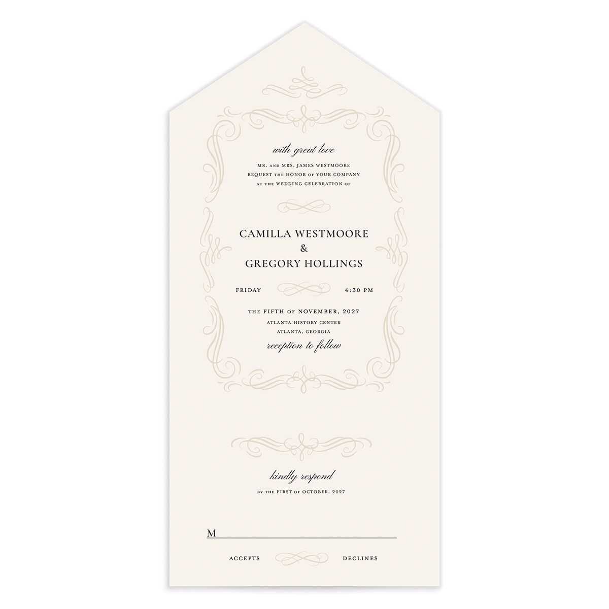Antique Fairytale All-in-One Wedding Invitations