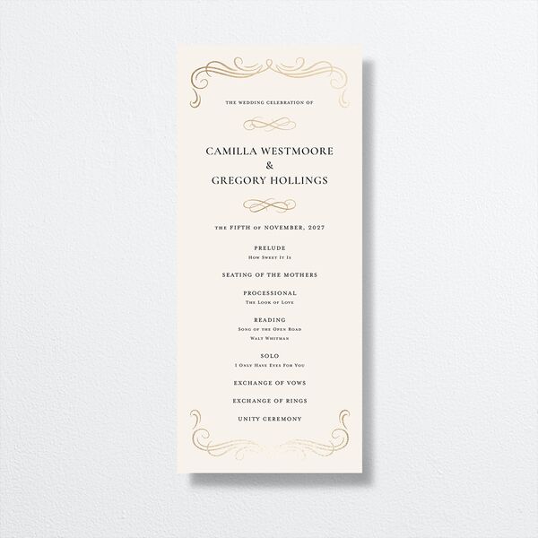 Antique Fairytale Wedding Programs Gold Champagne Signature